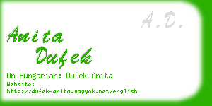 anita dufek business card